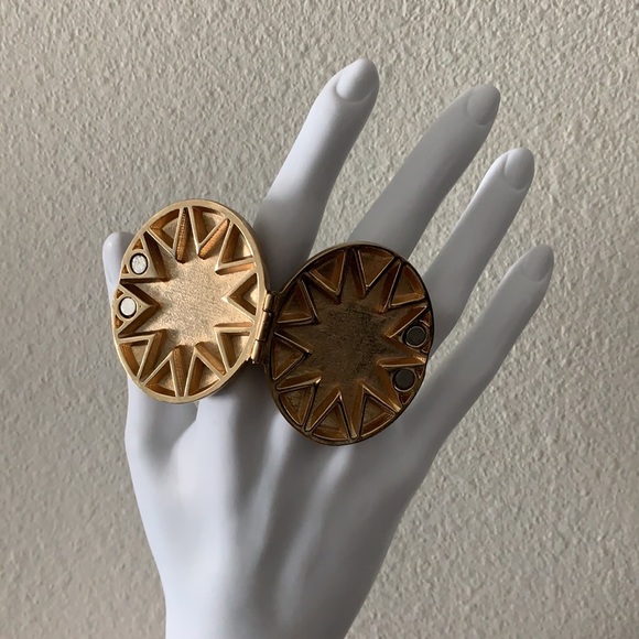 🖤BLACK FRIDAY SALE🖤 HOUSE of HARLOW gold blue locket statement ring 5 6 - Picture 6 of 6